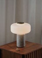 Lampe de table sans fil moderne en marbre, rechargeable, tactile, style Japandi Wabi-Sabi, pour chambre d'hôtel
