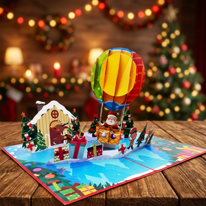 Tarjeta de Felicitación Navideña 3D Rectangular Hecha a Mano de Papel, Diseño Personalizado de Santa Claus, Regalo con Impresión Offset - Product Image 2