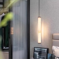 Lustre linéaire LED de luxe en albâtre pour îlot de cuisine, table à café et salle à manger, suspension en marbre