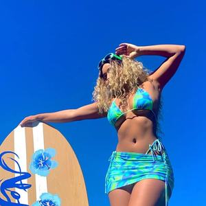 ชุดบิกินี่ทรงสามเหลี่ยม 2 ชิ้น ลายดอกไม้พิมพ์ 3 มิติ JSN แบบเว้าสูง เซ็กซี่ ผ้าไม่ยับ ต้านเชื้อแบคทีเรีย ชุดว่ายน้ำสำหรับผู้หญิง - Product Image 3