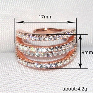 Orecchini a clip a doppio strato per donna, con doppia fila di strass, gioielli alla moda per tutti i giorni - Product Image 4