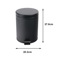 Poubelle à pédale noire de 5 L avec couvercle plat durable de 1,3 gallon, mini poubelle pour hôtel, salle de bain, bureau, cuisine, chambre à coucher