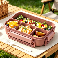 Boîte à lunch portable pour enfants, étudiants, bureau, rentrée scolaire, boîte bento avec fourchette et cuillère, récipient de stockage alimentaire pour micro-ondes