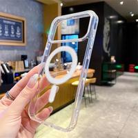 Coque de téléphone magnétique originale pour iPhone 17 17 Air 11 12 13 Mini 14 15 16 18 Pro Max XR X XS 7 8 Plus, coque arrière rigide transparente