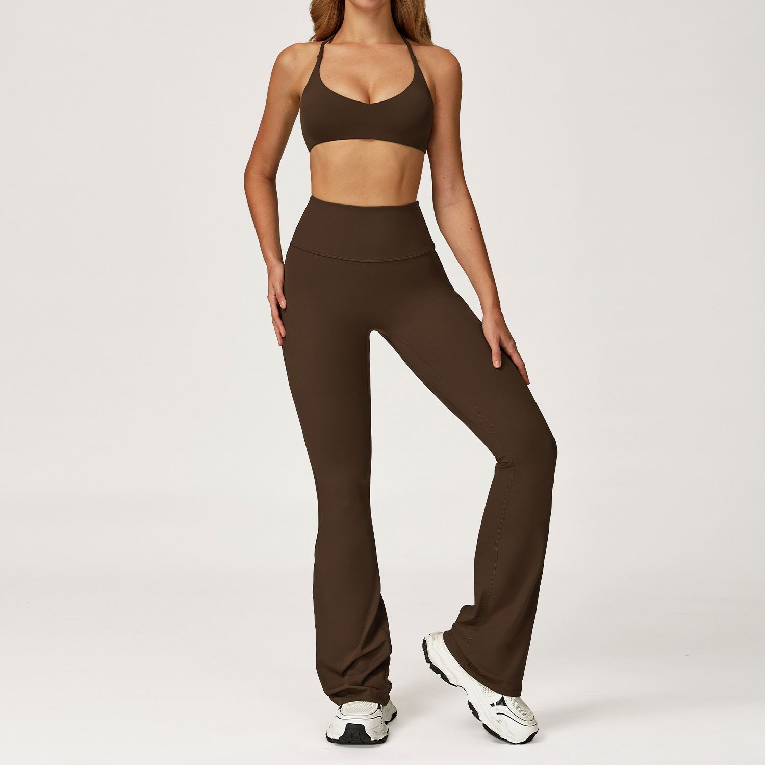 Autumn Shockproof Naked Feel Yoga Outfit Set Quick-Drying Tight Fitting Gym Clothes Casual Sports Two-Piece Suit for Women