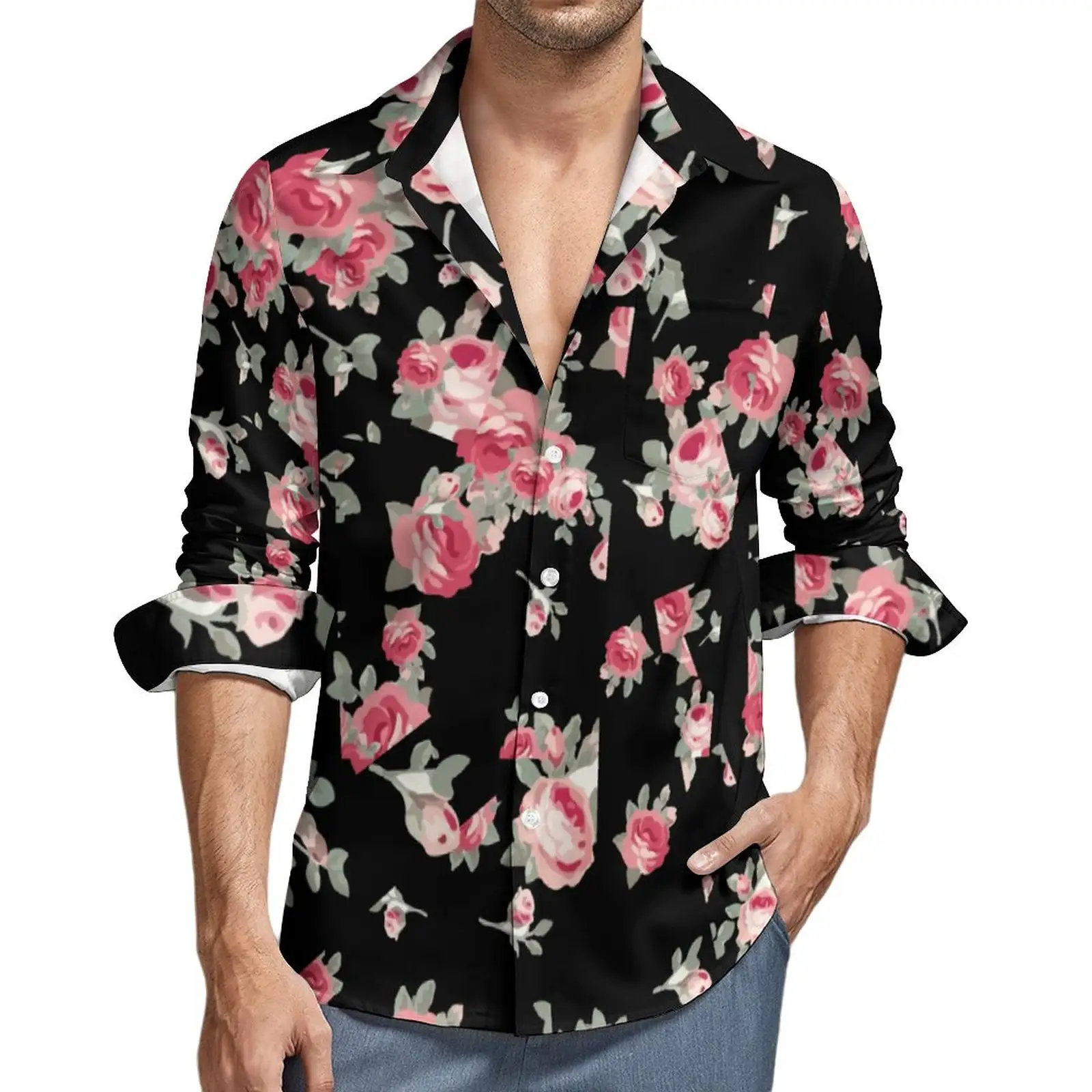 Camicie hawaiane floreali stampate a maniche lunghe 2022 per uomo abbigliamento casual camicie hawaiane con logo personalizzato
