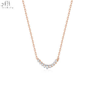 สร้อยคอทองคำขาว 18K ประดับเพชรแท้ ดีไซน์เรียบหรู สำหรับคู่รัก สวมใส่ได้ทุกวัน ผลิตด้วยมือ ขายส่ง - Product Image 5