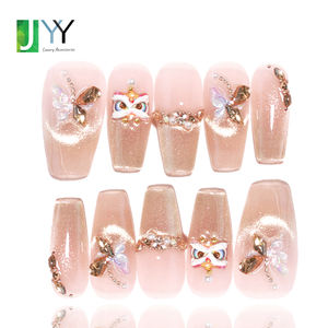 <span class=keywords><strong>Uñas</strong></span> Postizas de Gel 3D con Punta Francesa Roja, Diseño de Lujo, Hechas a Mano, <span class=keywords><strong>Acrílicas</strong></span>, Personalizadas con Logotipo, Venta al Por Mayor - Product Image 2