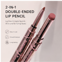 Crayon à lèvres double embout naturel, non-transfert, avec gloss et contour des lèvres pour des lèvres pulpeuses 3D, maquillage de fête, logo personnalisé