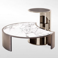Ensemble de tables basses gigognes modernes et durables avec plateau en verre et structure en acier inoxydable pour salon, villa, hôtel et appartement