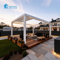 Pergola Bioclimatique Motorisée Moderne en Aluminium Sweet Home avec Lames Rétractables et Toit Imperméable pour Jardin d'été
