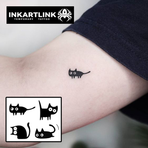 Tatuaje Temporal Personalizado de Gato Negro de Dibujos Animados, Resistente al Agua, de Larga Duración (15 Días), Arte Corporal Semipermanente para Brazo, Pierna, Mujeres y Hombres - Product Image 2