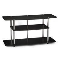 Support TV pour téléviseurs jusqu'à 42 "avec fond de poteaux en acier inoxydable résistant à la rouille Table console de salon simple et pratique