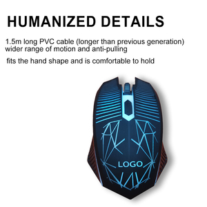 1.5M màu đen tùy chỉnh 4D Chuột có dây chuột đèn nền đầy màu sắc cho trường học văn phòng và trò chơi uuse - Product Image 4