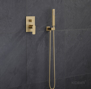 <strong>KOBIA</strong> Modern Ultra Thin Rain Showerhead Brushed Gold Brass Bathroom Rain Mixer Combo Set - Product Image 3