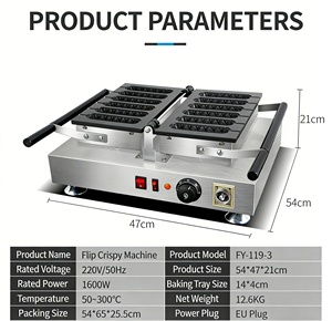 Machine à gaufres électrique commerciale antiadhésive, machine à <span class=keywords><strong>hot</strong></span>-dogs et crêpes croustillantes certifiée CE, équipement de restauration rapide - Product Image 5
