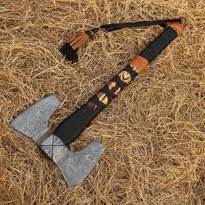 Labonita machado em aço de damasco feltham/feito à mão, eixos de cabeça dupla, machado duplo ou machado em cabeça dupla