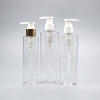 Bouteilles de shampooing en plastique PET transparentes personnalisées, vides, avec pompe, 300 ml, 500 ml, 750 ml, pour gel douche