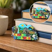 Aimant de réfrigérateur 3D en bois superposé avec logo personnalisé, souvenirs de voyage du Costa Rica, motif paresseux et toucan, pour touristes, vente en gros