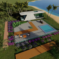 FULL KING B7 Maison mobile miniature en acier moderne de type capsule spatiale avec lit de luxe 100% étanche thermiquement
