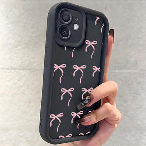 Custodia per telefono antiurto in TPU <span class=keywords><strong>a</strong></span> copertura totale con fiocco rosa e scanalature nere, all'ingrosso, per iPhone 13 14 15 16 17 e modelli <span class=keywords><strong>Samsung</strong></span> - Product Image 3