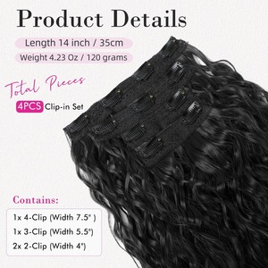Perruque à clipser pour femme, 12-30 pouces, ensemble de quatre pièces, ondulations naturelles, simulation de boucles aux pointes - Product Image 3