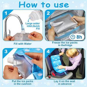 Almohadilla Refrigerante para Asiento de Coche de Bebé con 4 Bolsas de Hielo Aislantes Extraíbles, Almohadilla Refrigerante para Cochecito con Bolsa de Hielo para Bebés, Niños Pequeños y Niños - Product Image 5