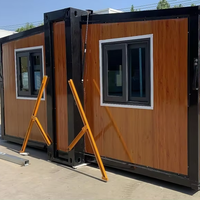 Maison mobile de bureau personnalisable avec toit plat et boîte d'extension à double aile, conteneur pratique