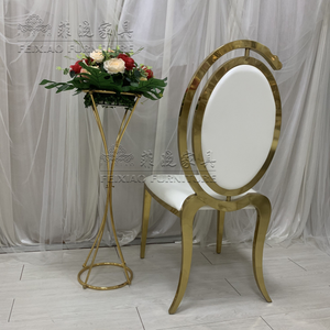 Sillas de Banquete Ovaladas <span class=keywords><strong>para</strong></span> Eventos de Hotel, Precio de Fábrica al por Mayor, Sillas de Comedor de Acero Inoxidable Dorado con Respaldo de PU <span class=keywords><strong>para</strong></span> Bodas - Product Image 6