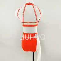 LIUHUO Pole Dance Luxury Flash Drill Competition Performance Orange Lyrical Dance Dress Customize