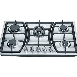 Atacado casa casa cozinha fogão a gás portátil mesa fogão cooper top cooktop 5 queimadores fogão a gás aço inoxidável painel cooper queimador