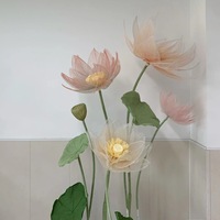 Set Bunga Lotus Organza Buatan Tangan yang Dapat Disesuaikan untuk Dekorasi Pernikahan dan Pesta, Ukuran Besar Raksasa