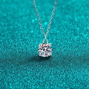S925 Argent Moissanite Collier Femmes Simple Nouvelle Usine Stock En Gros - Product Image 3