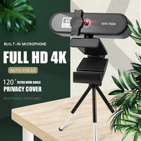 Webcam USB 1K/2K/4K Full HD 1080P dengan Mikrofon, Webcam USB Autofokus, Penutup Komputer, Audio, Laptop, Video Webcam