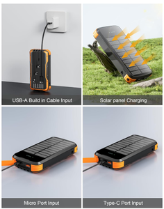 Accesorios para Móviles de Marca Personalizada Batería Externa Solar Inalámbrica de 20000mAh Cargador Portátil a Prueba de Agua para Exteriores de Carga Rápida - Product Image 6