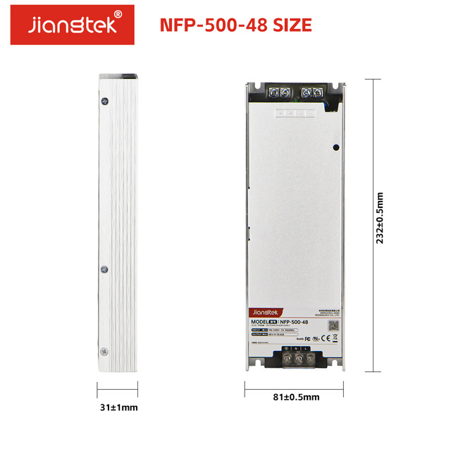 JIANGTEK  NFP-500-48 500W 48V 10.45A Conduction-cooled High Efficiency AC DC Converter Industrial Switching Power Supply