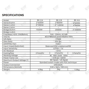 Amplificador de Potencia Digital Clase D BG4.6 UPDM, 4600W a 8 Ohmios, 4960W a 4 Ohmios, 4 Canales, 1U, para Rack, Amplificador de Audio - Product Image 2
