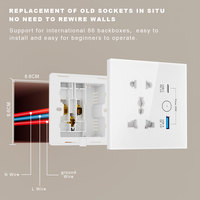 Enchufe Inteligente WiFi OCY UK 13A, Enchufe Universal con USB Tipo-C de Carga Rápida de 20W, Interruptor de Pared de Vidrio, Tomacorriente Eléctrico de 240v