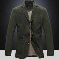 Blazer décontracté pour homme en coton 100% à manches longues, coupe ample, simple boutonnage, avec poches, idéal pour l'hiver et le printemps