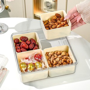 Fruit Platter 4-7 Compartments Rectangle With Lid Food Container Storage Tray - Product Image 3