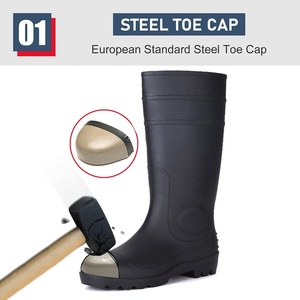 Knee High Black PVC Safety <strong>Wellies</strong> Rain Boots Steel Toe Puncture-proof Oil &amp; Chemical Resistant Non-slip for Construction Mining - Product Image 6