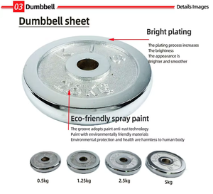 Vente en gros d'usine, ensemble d'haltères réglables chromés de 50 kg avec boîte en plastique, haltères de musculation réglables avec barre - Product Image 5