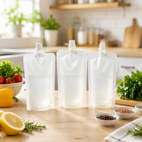 Pochettes à boisson réutilisables et recyclables avec entonnoir, anti-fuite, souples, transparentes, avec bec verseur, de qualité alimentaire, gaufrées, pour jus et liquides