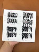 Kit de faux ongles réutilisables à presser, style gothique vintage squelette, toile de sorcière dessinée à la main, pour Halloween et tenue de cosplay