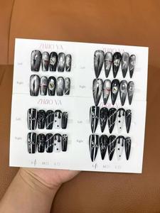 Kit de faux <span class=keywords><strong>ongles</strong></span> réutilisables à presser, style gothique vintage squelette, toile de <span class=keywords><strong>sorcière</strong></span> dessinée à la main, pour Halloween et tenue de cosplay - Product Image 3