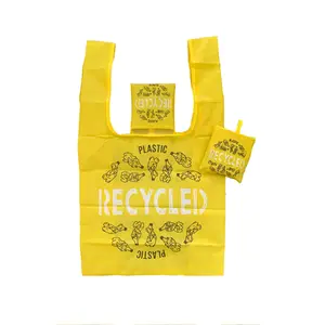 Wholesale Fashion Eco-friendly Pouch Foldable Ripstop Nylon Reusable Folding Polyester Shopping Bag