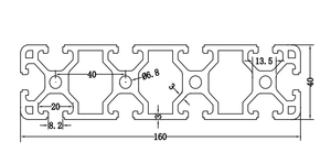 Profili Industriali in Alluminio Estruso 40x160 <span class=keywords><strong>6063</strong></span>-t5 con Scanalatura - Product Image 2