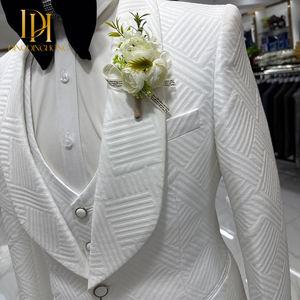 Costume de luxe 3 pièces pour hommes, coupe ajustée, <span class=keywords><strong>tenue</strong></span> d'hôte décontractée pour mariage blanc, ensemble de costume formel sur mesure fabriqué à la main et personnalisé pour hommes - Product Image 4