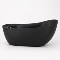 Baignoire autoportante moderne de luxe en acrylique noir, style hôtel, pour salle de bain