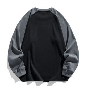 Customized <b>log</b> spliced round neck shoulder sweater casual and loose wearing a long-sleeved shirt with contrast and off-shoulder - Product Image 3